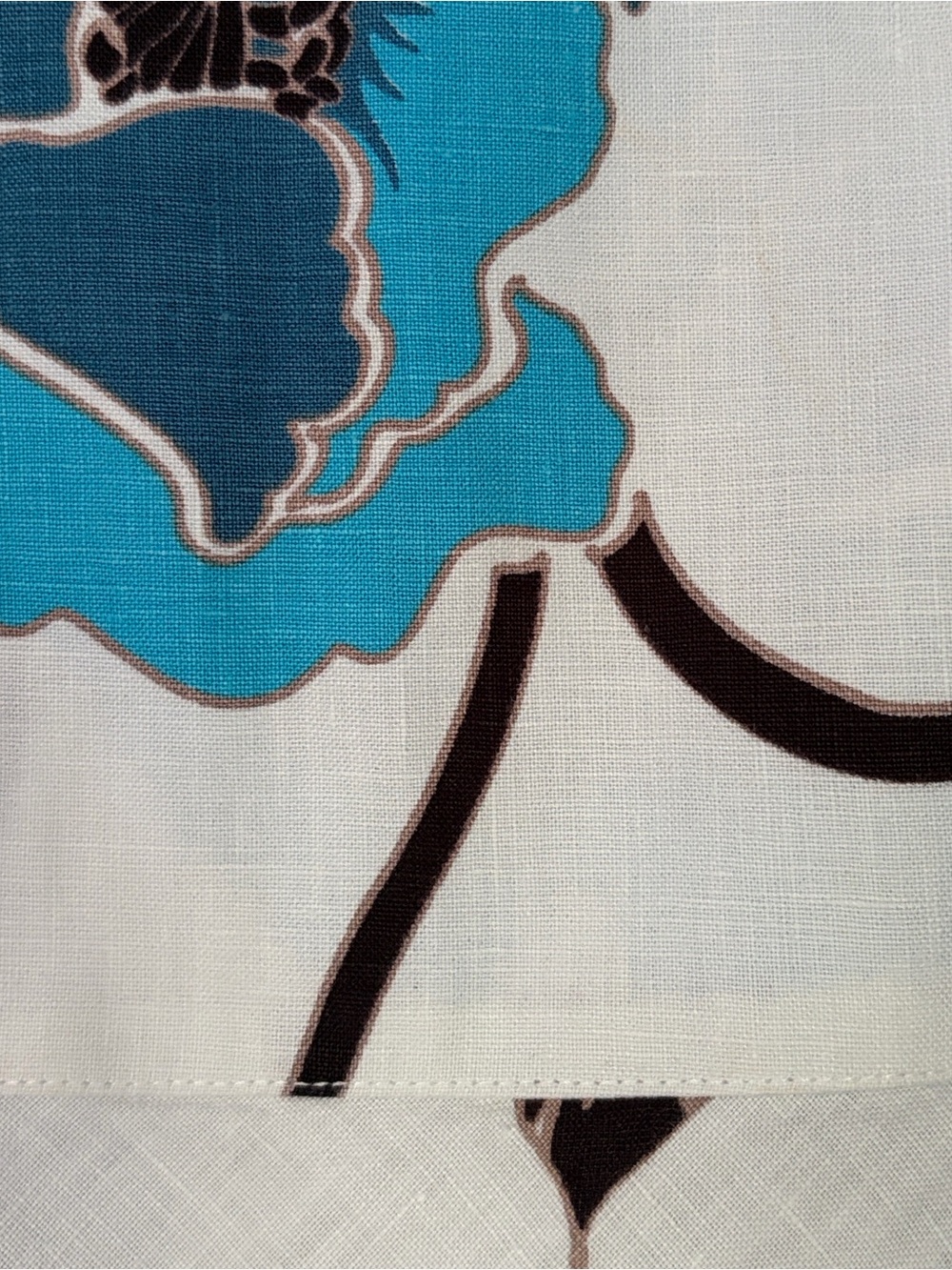 Polvere Pure Linen Italy Floral Flared Open Front Skirt White Blue size Large - Picture 6 of 16